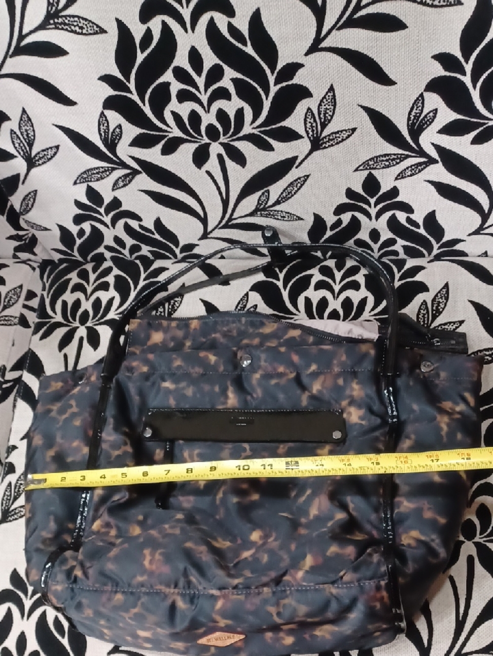 MZ Wallace Tortoiseshell Print Nylon Tote with Black Patent Trim - Picture 15 of 16